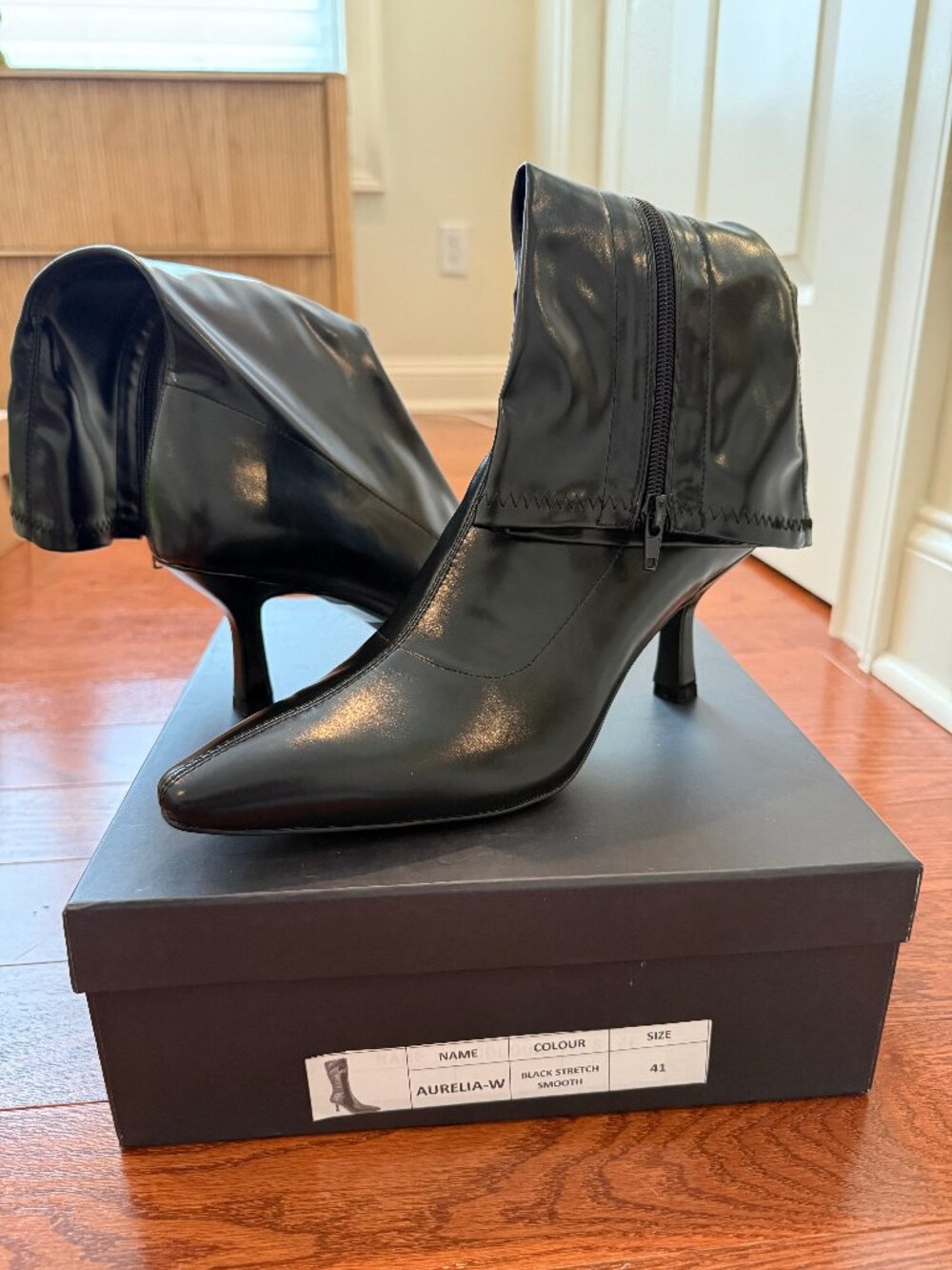 Silent D Aurelia Black Stretch Pointed Toe Boots Size 41